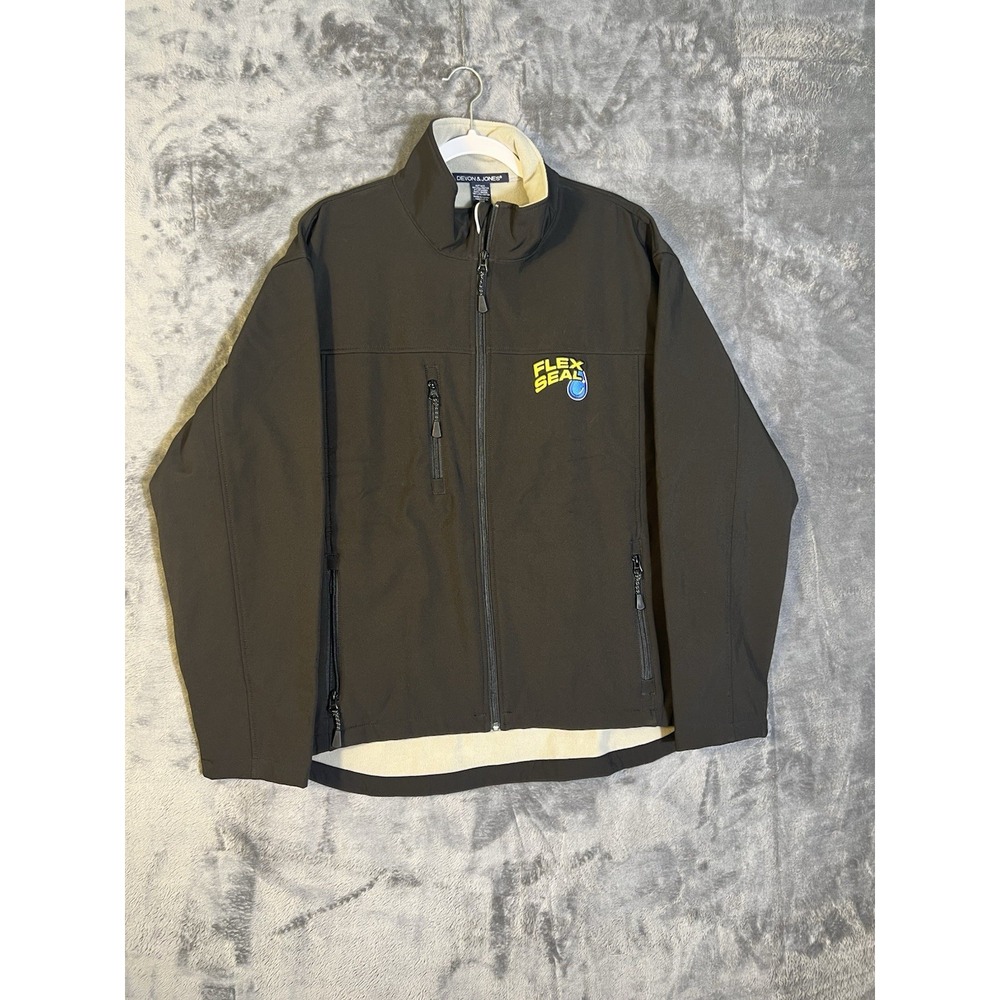 Devon & Jones Mens XL Flex Seal Softshell Jacket Black Fleece Lined Full Zip